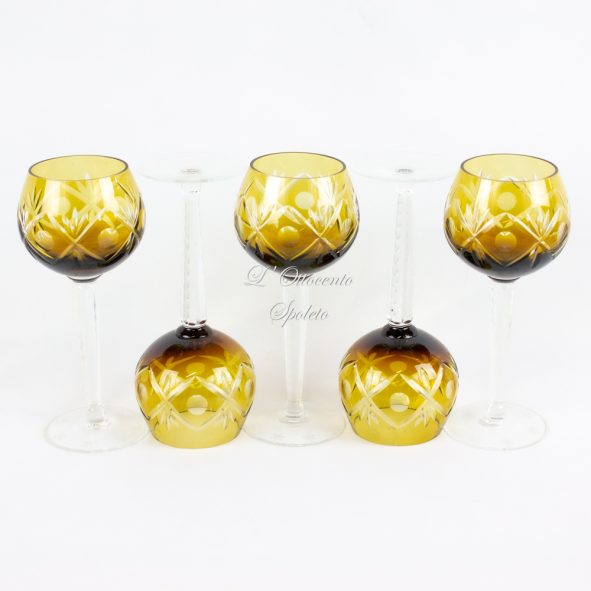 Set 5 calici da vino in cristallo Boemia