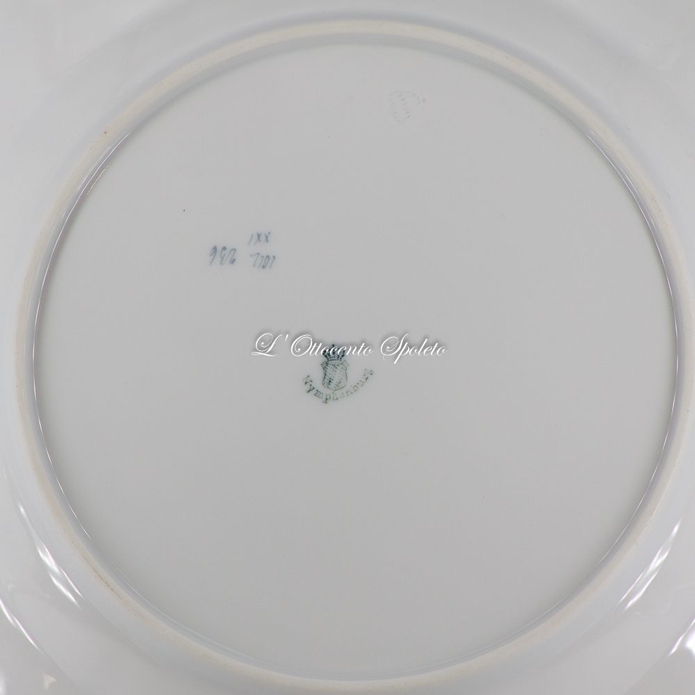 Set 6 piatti piani Nymphenburg XX secolo in porcellana dipinta a mano Ø 24 cm - immagine 11