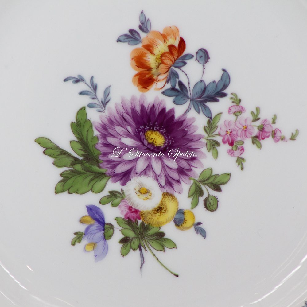 Set 6 piatti piani Nymphenburg XX secolo in porcellana dipinta a mano Ø 24 cm - immagine 9