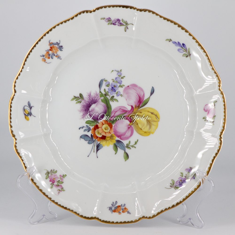 Set 6 piatti piani Nymphenburg XX secolo in porcellana dipinta a mano Ø 24 cm - immagine 8