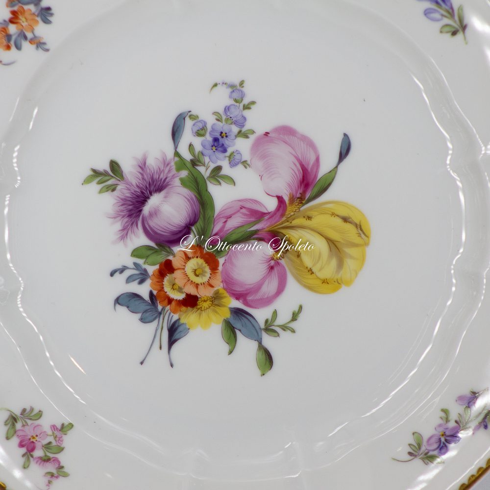 Set 6 piatti piani Nymphenburg XX secolo in porcellana dipinta a mano Ø 24 cm - immagine 7