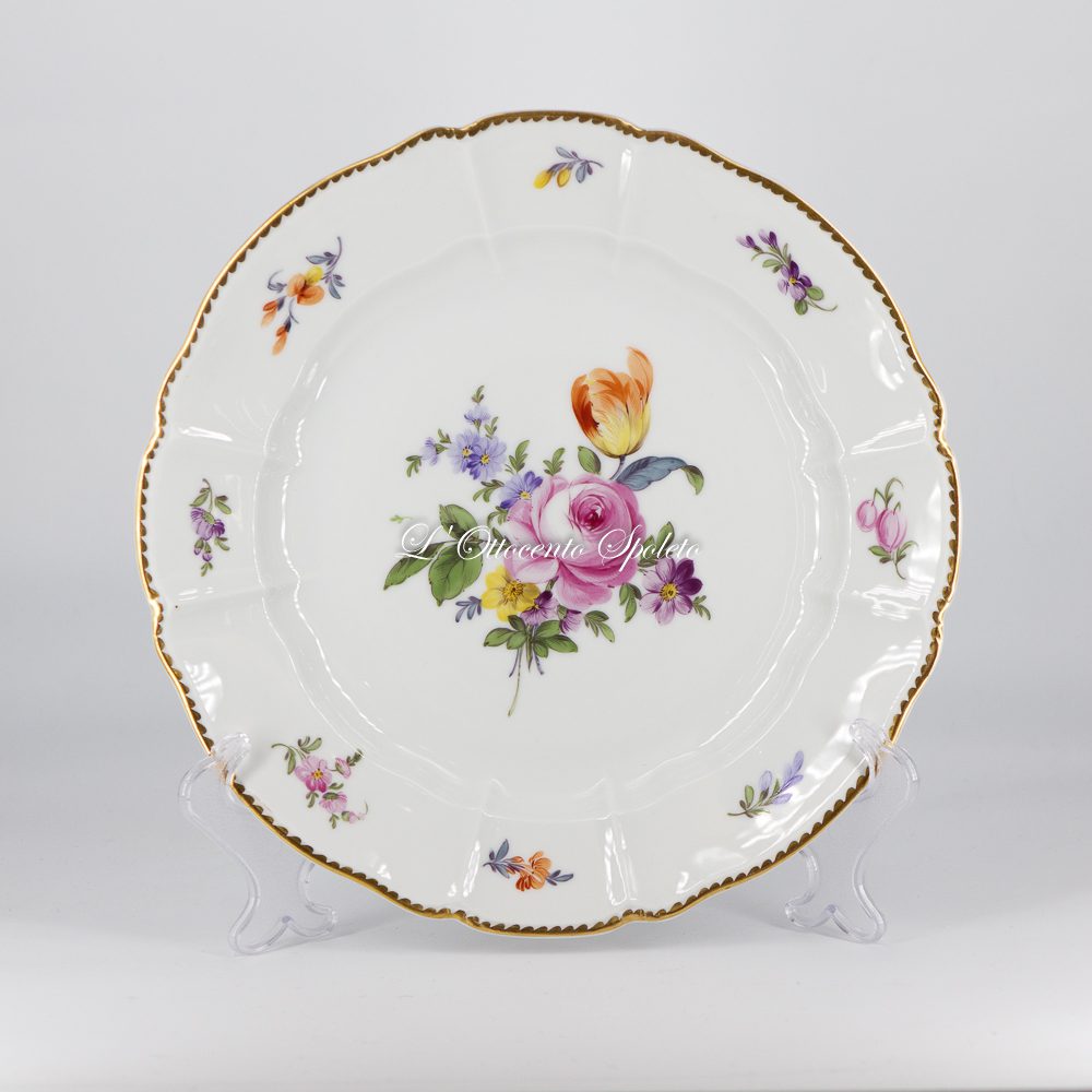 Set 6 piatti piani Nymphenburg XX secolo in porcellana dipinta a mano Ø 24 cm - immagine 6