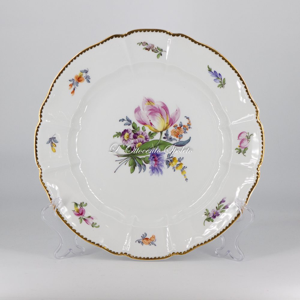 Set 6 piatti piani Nymphenburg XX secolo in porcellana dipinta a mano Ø 24 cm - immagine 4