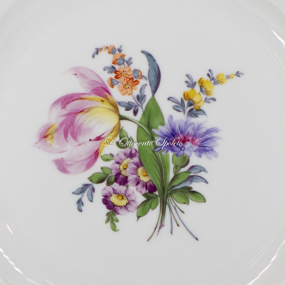 Set 6 piatti piani Nymphenburg XX secolo in porcellana dipinta a mano Ø 24 cm - immagine 2