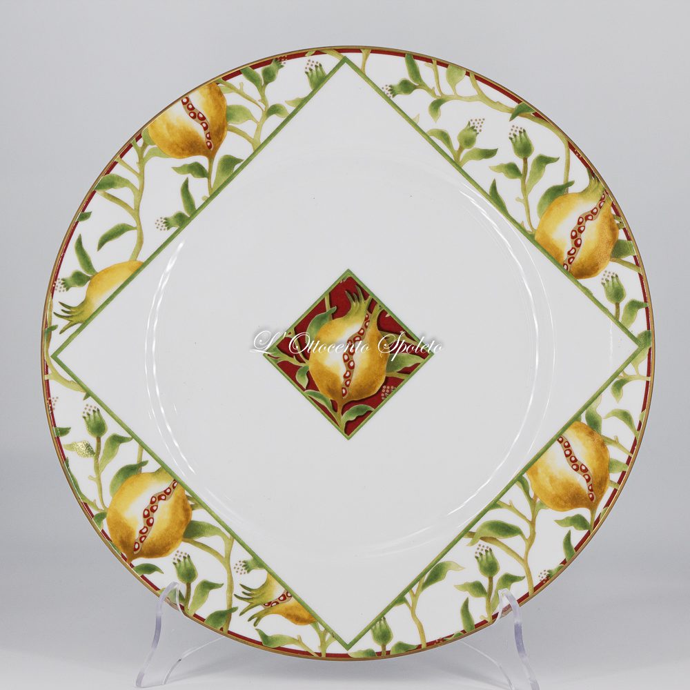 Piatto da portata Richard Ginori Melograno in porcellana italiana con decoro di melograni, diametro 29,5 centimetri
