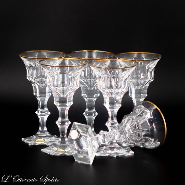 Set di 6 bicchieri da vino bianco Moser Diplomat in cristallo con bordo in oro zecchino
