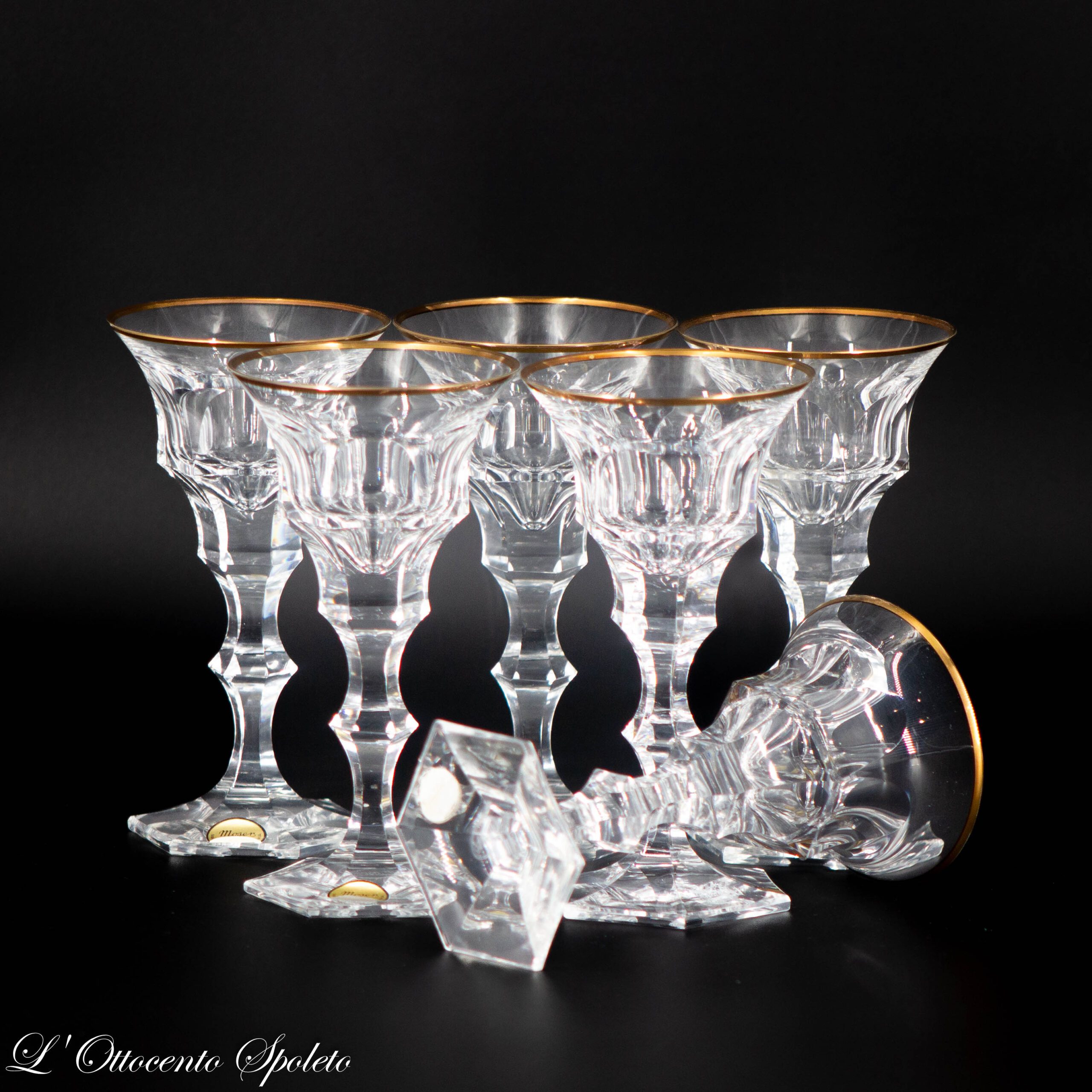 Set di 6 bicchieri da vino bianco Moser Diplomat in cristallo con bordo in oro zecchino