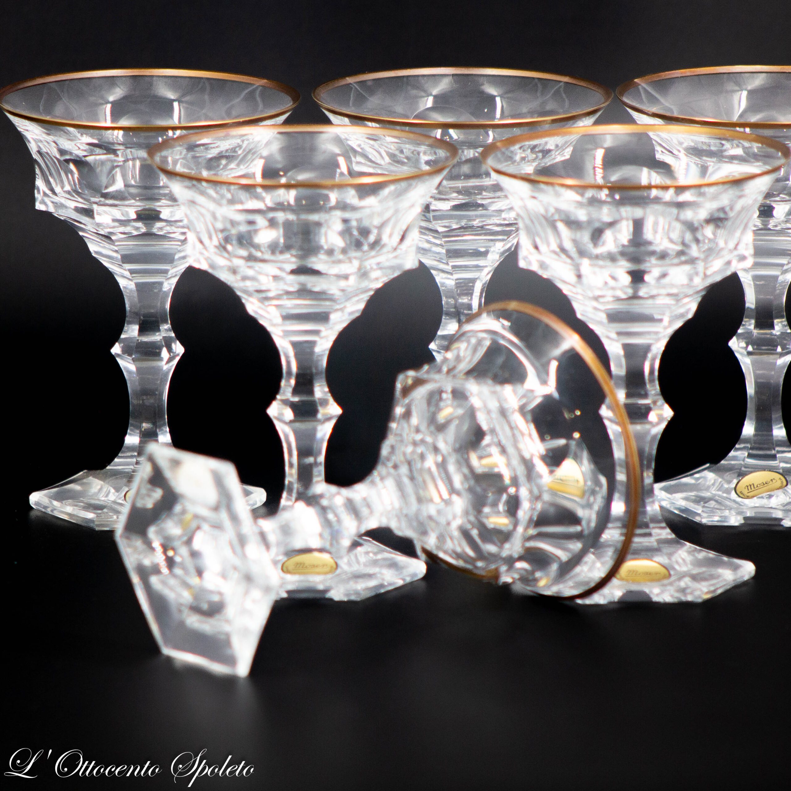 Set di 6 coppe Moser Diplomat in cristallo con bordo in oro zecchino ETSY