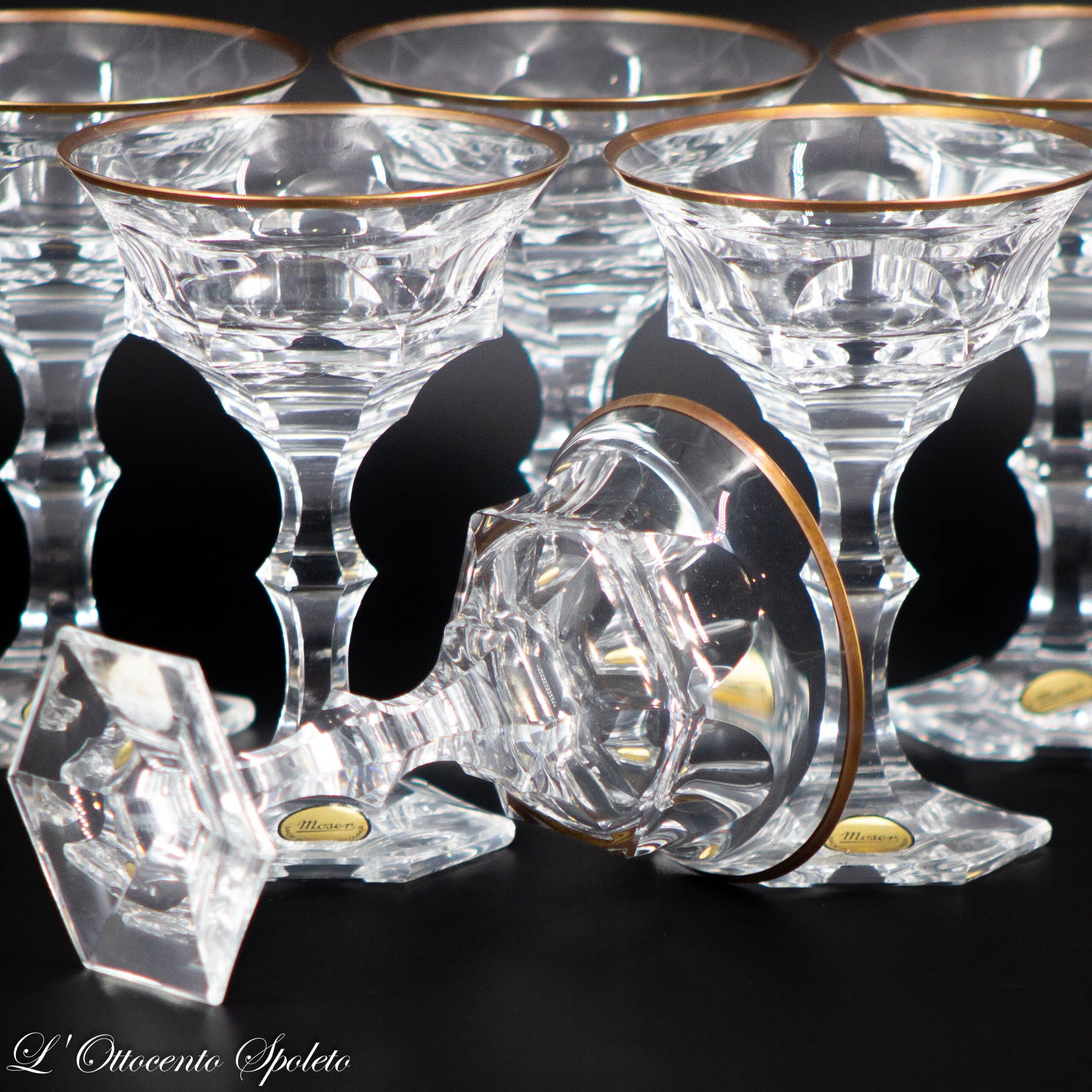 Set 6 Coppe in Cristallo Moser Diplomat con Oro Zecchino - immagine 2