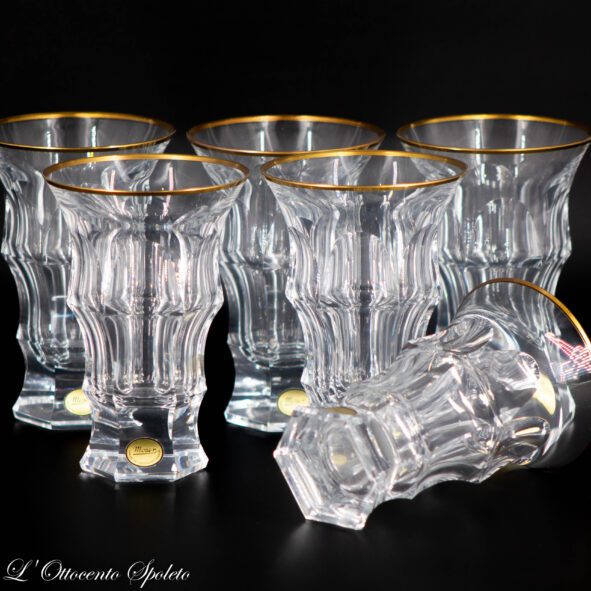 Set di 6 bicchieri da acqua Moser Diplomat in cristallo con bordo in oro