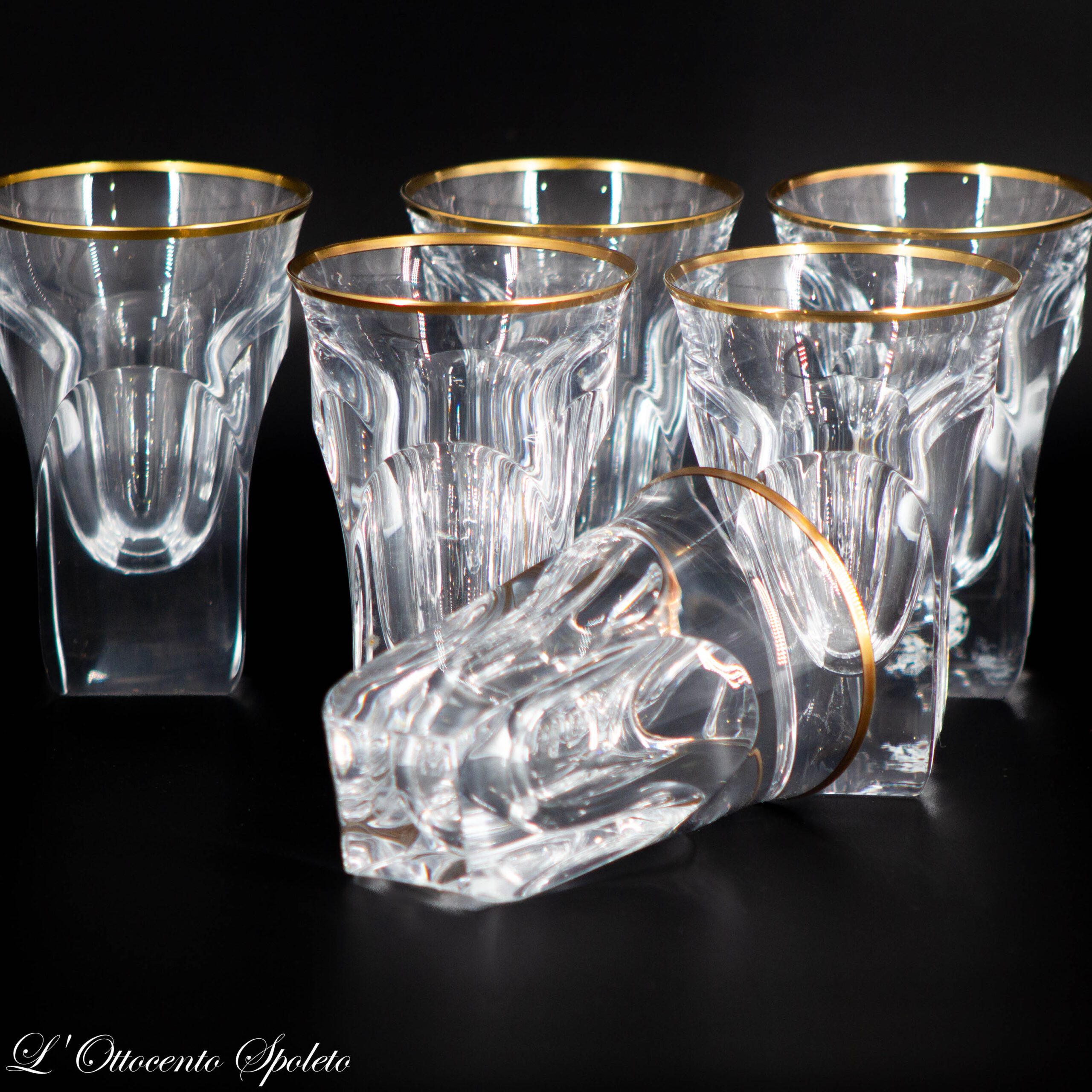 Set di 6 bicchieri da bibita Moser Pope in cristallo con bordo in oro zecchino