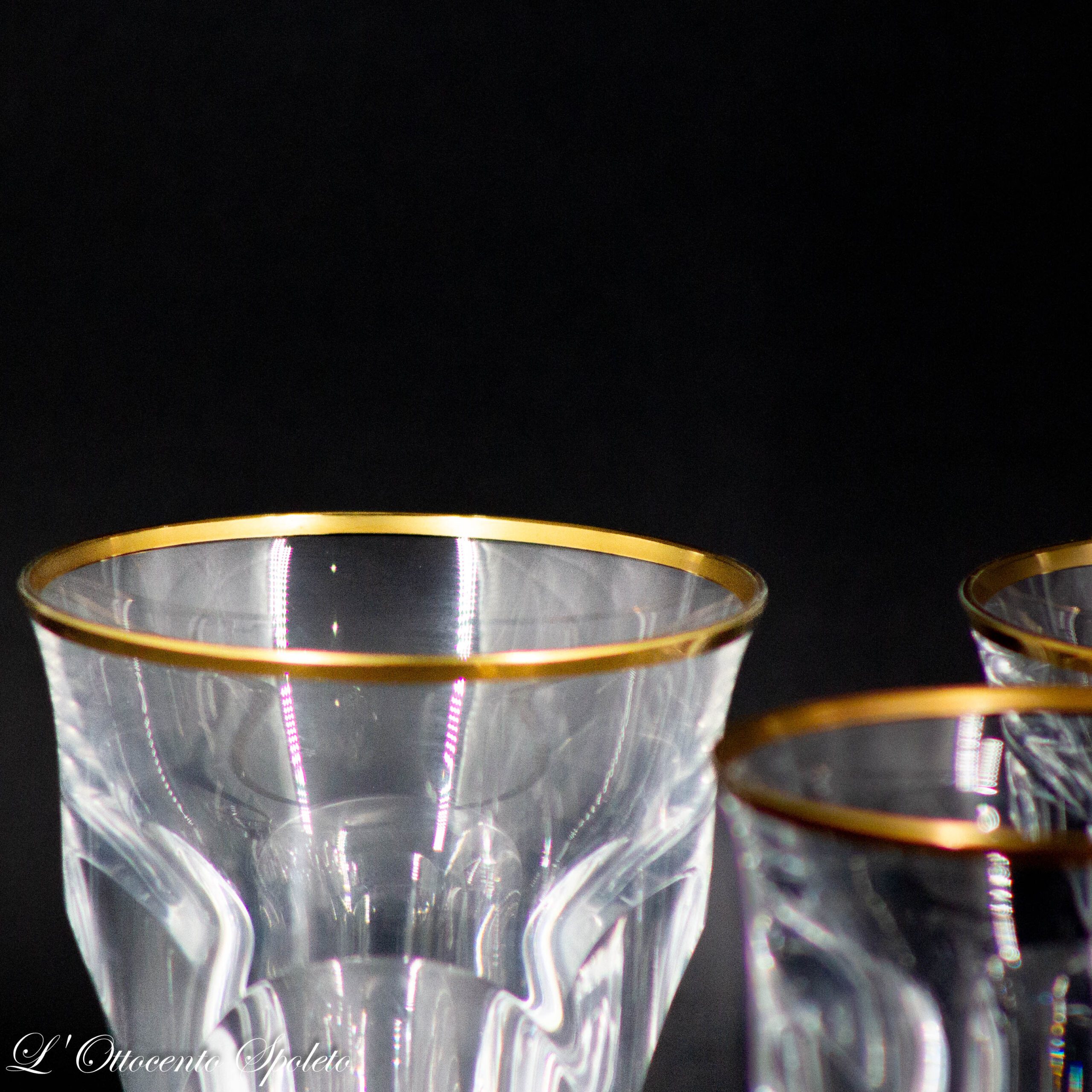 Set 6 Bicchieri da Bibita Moser Pope con Bordo in Oro Zecchino - immagine 3