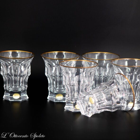 Set di 6 bicchieri da bibita Moser Diplomat in cristallo con bordo in oro