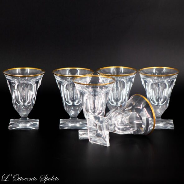 Set di 6 bicchieri da liquore Moser Pope in cristallo con bordo in oro zecchino
