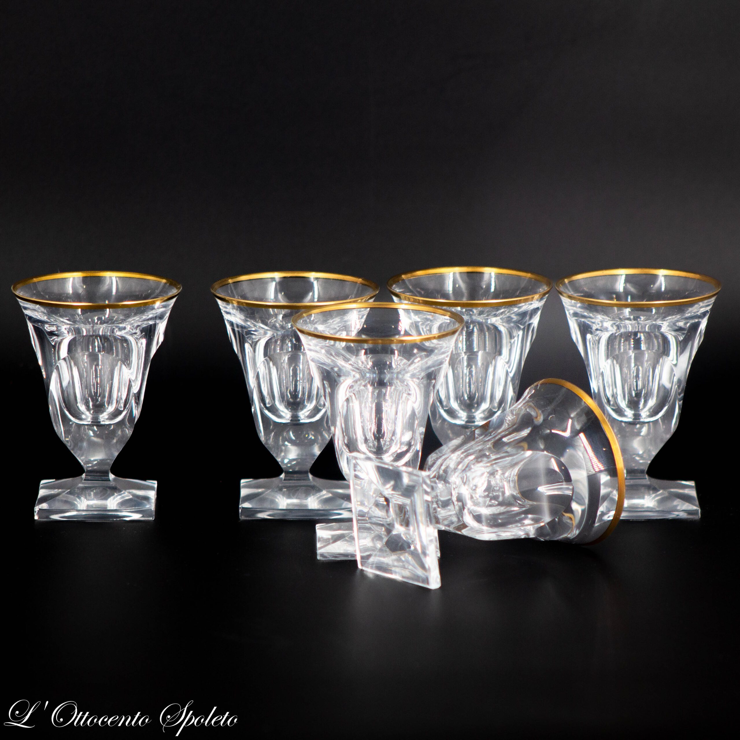 Set di 6 bicchieri da liquore Moser Pope in cristallo con bordo in oro zecchino
