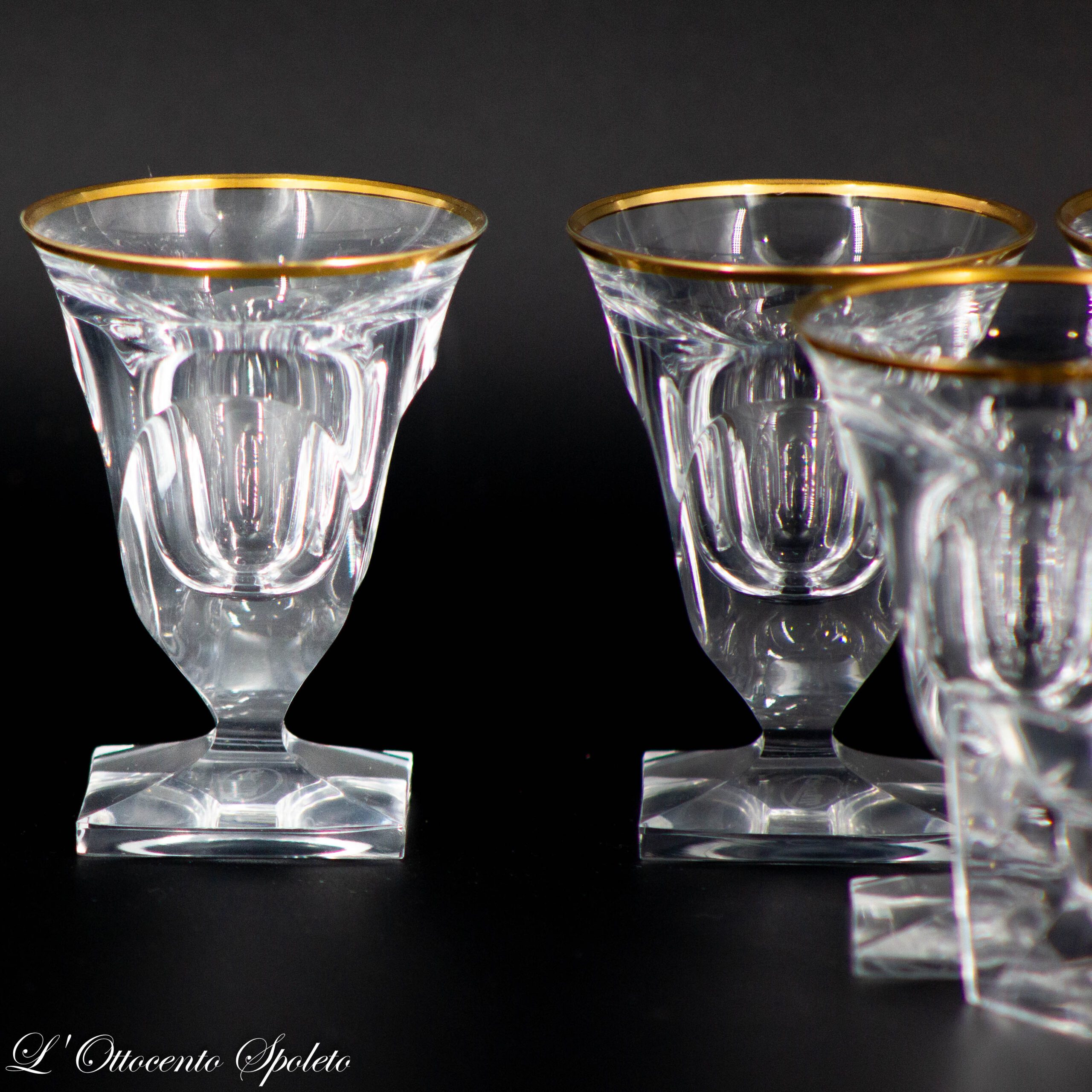 Set 6 Bicchieri da Liquore Moser Pope con Bordo in Oro Zecchino - immagine 2