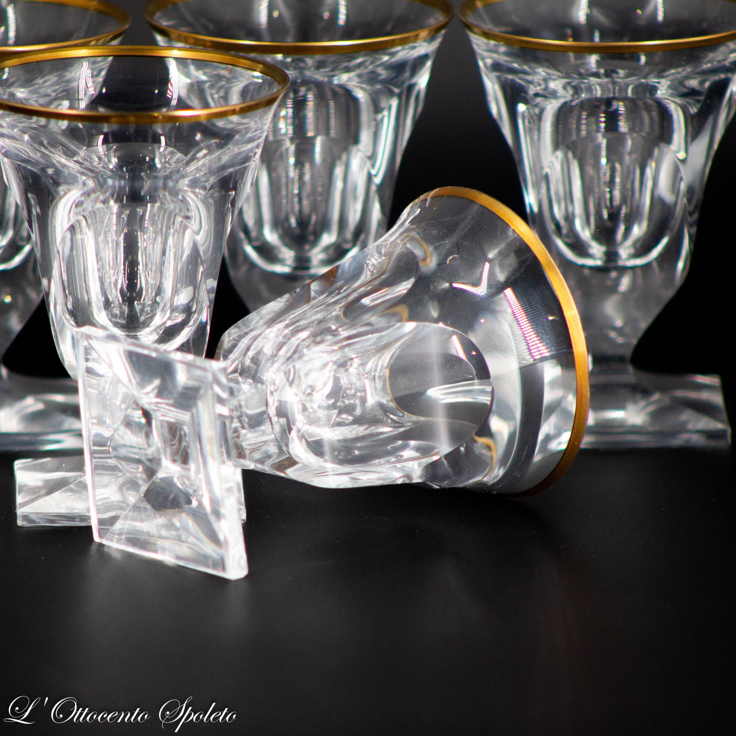 Set 6 Bicchieri da Liquore Moser Pope con Bordo in Oro Zecchino - immagine 3