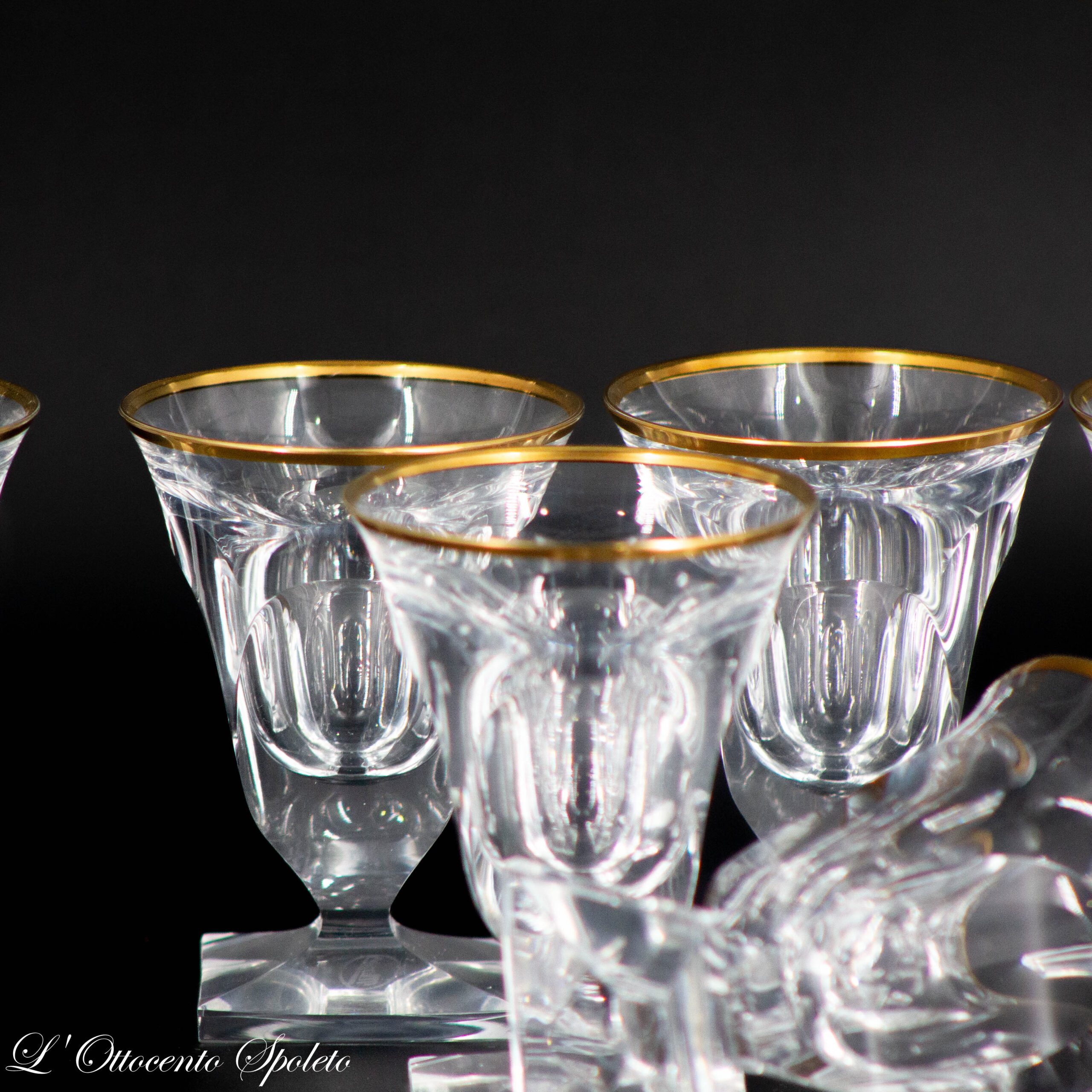 Set 6 Bicchieri da Liquore Moser Pope con Bordo in Oro Zecchino - immagine 4