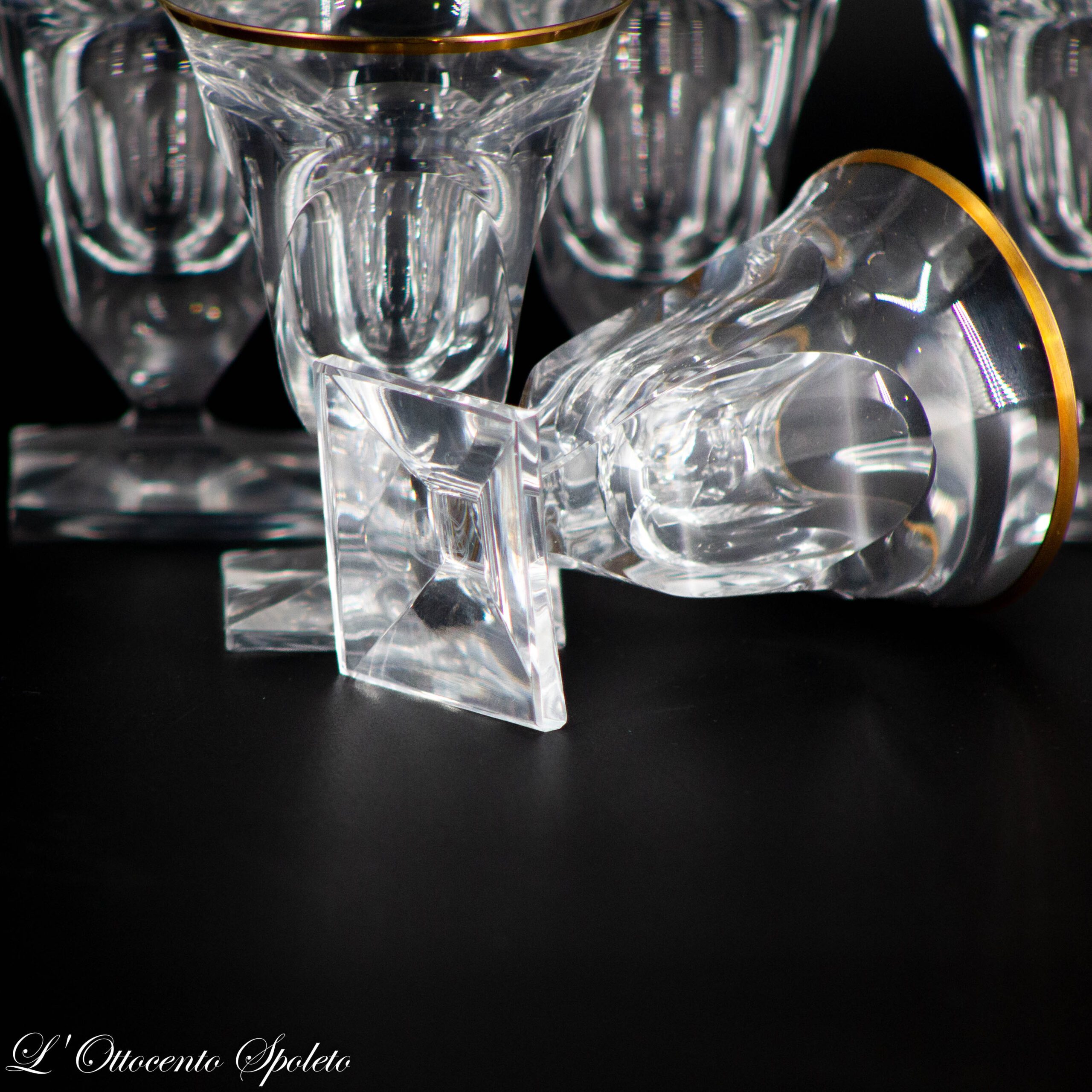 Set di 6 bicchieri da liquore Moser Pope in cristallo con bordo in oro zecchino