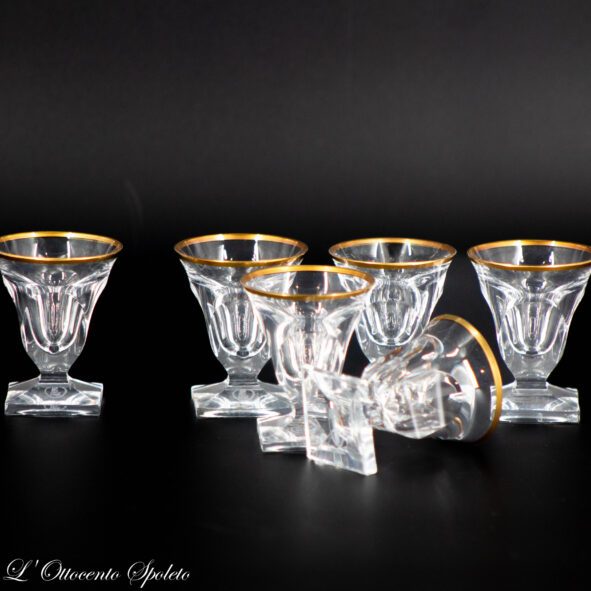 Set di 6 bicchieri da grappa Moser Pope in cristallo con bordo in oro zecchino