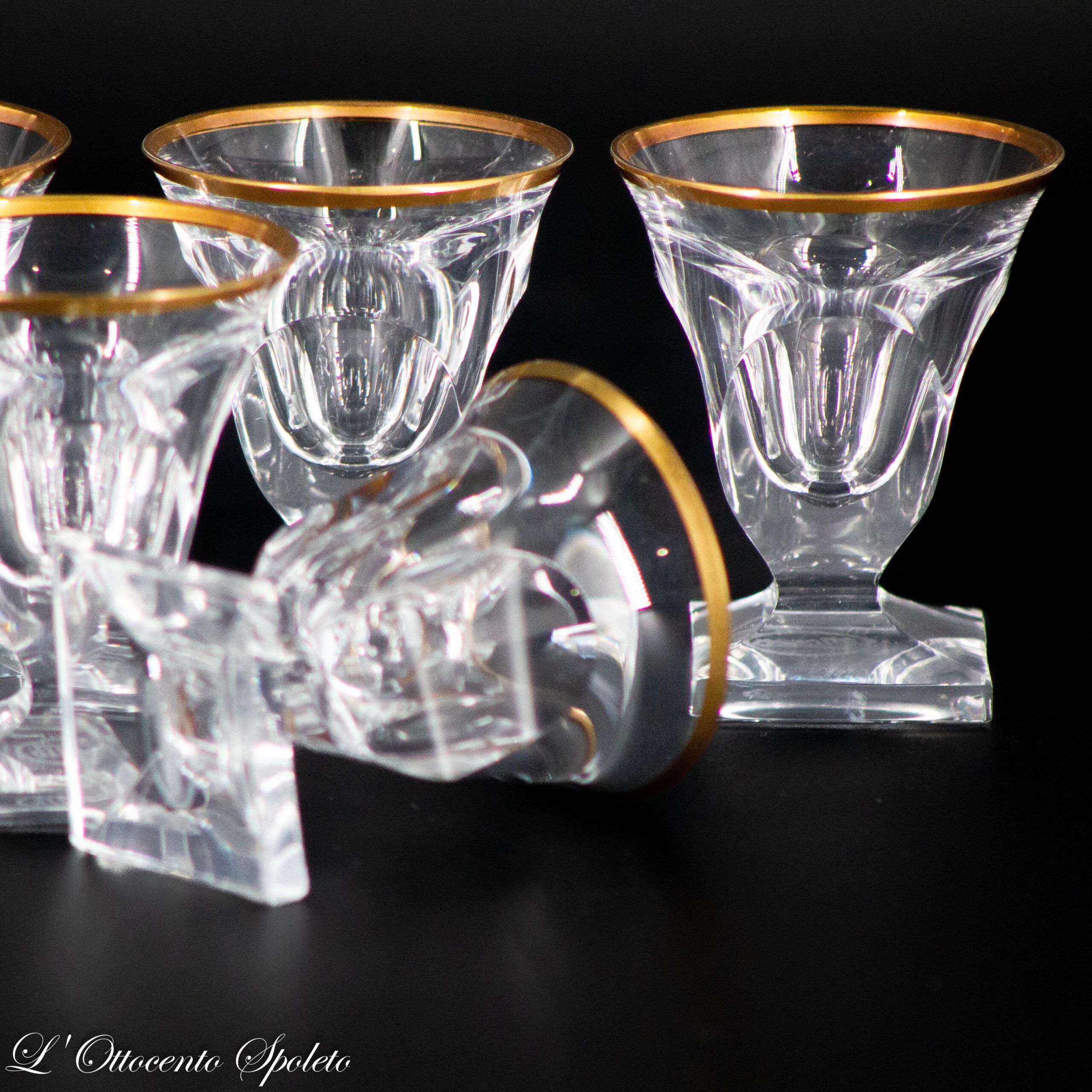 Moser, Moser Pope, bicchieri Moser, bicchieri grappa, cristallo Moser, cristallo Boemia, oro zecchino, set 6 bicchieri, bicchieri distillato, bicchieri cristallo, tavola elegante, collezione Moser, antiquariato