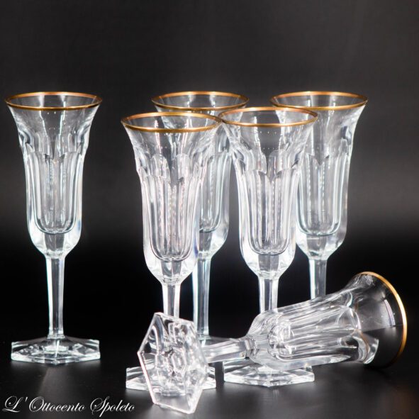 Set di 6 flute Moser Pope in cristallo con bordo in oro zecchino